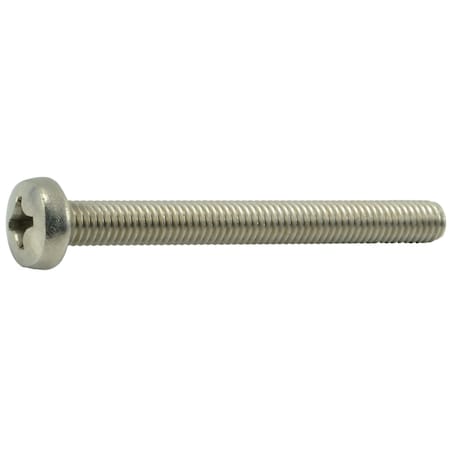 M6-1.00 X 60 Mm Phillips Pan Machine Screw, Plain Stainless Steel, 50 PK